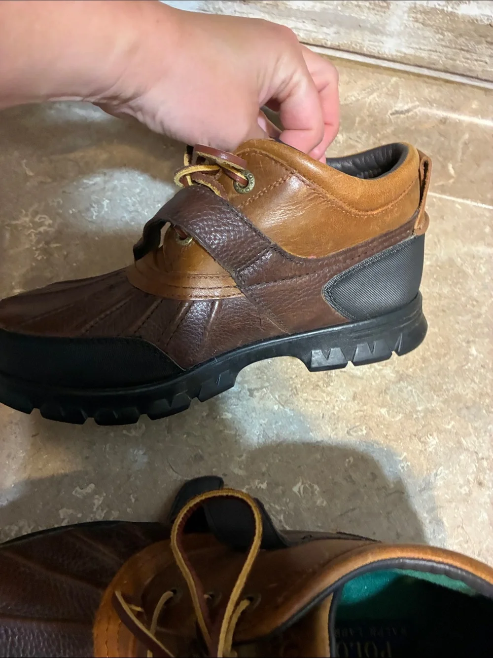 Polo by Ralph Lauren Dover 3 8D 8 D Brown & Tan Leather Duck Boots Hiking Boots